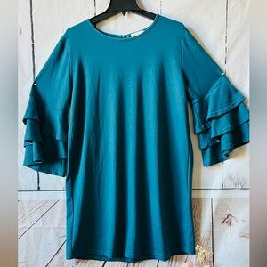 Simply Southern Teal Ruffled Arms Dress